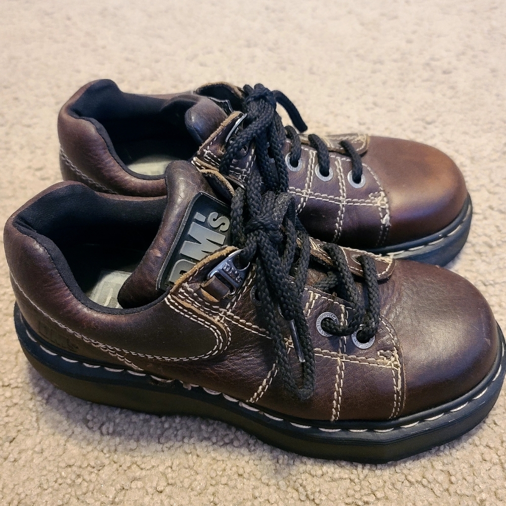 Wmns 5, Vintage Dr. Martens chunky brown leather lace-up Shoes - 8678